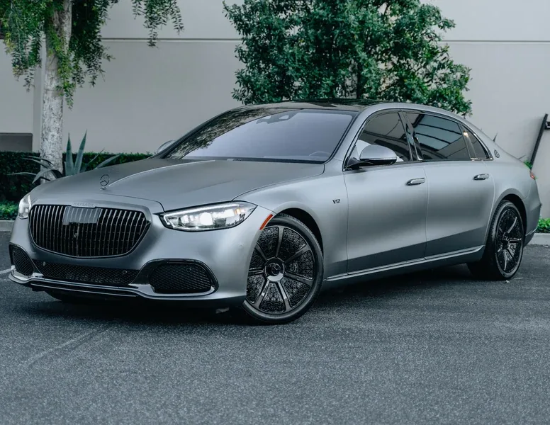 Maybach S680 with Matte AMG Grey Color PPF parked in Los Angeles at Hussle Customz