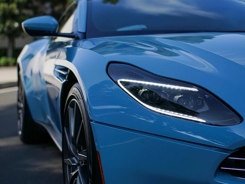 Aston Martin DB11 High Gloss Snow Blue Vinyl Wrap — car wrap Los Angeles — Hussle Customz