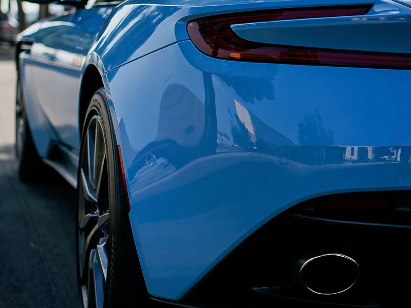 Aston Martin DB11 High Gloss Snow Blue Vinyl Wrap — photo 3 — Hussle Customz Los Angeles