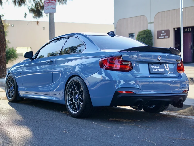 BMW 2 Series Gloss Blue Vinyl Wrap — photo 2 — Hussle Customz Los Angeles