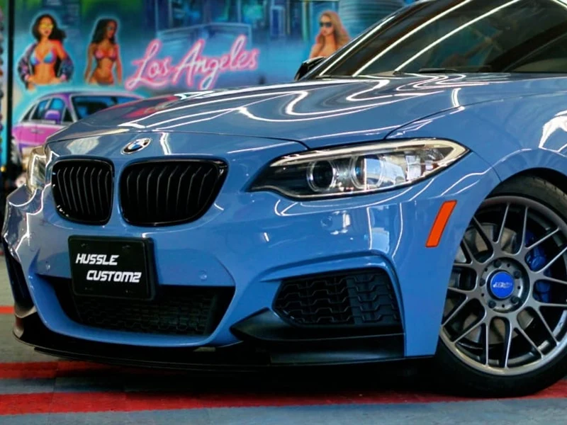 BMW 2 Series Gloss Blue Vinyl Wrap — photo 5 — Hussle Customz Los Angeles