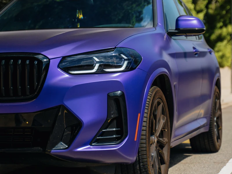 BMW X3 Satin Purple Metallic Vinyl Wrap — photo 2 — Hussle Customz Los Angeles