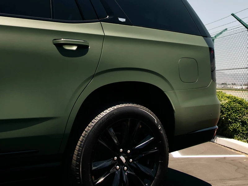 Cadillac Escalade Matte Military Green — photo 3 — Hussle Customz Los Angeles