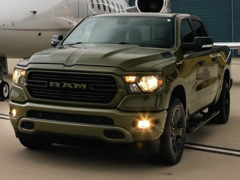 Dodge RAM Gloss Army Green Vinyl Wrap — car wrap Los Angeles — Hussle Customz