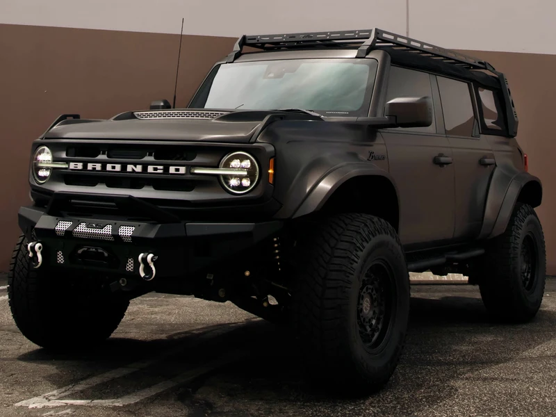 Ford Bronco Brushed Black Metallic Vinyl Wrap — car wrap Los Angeles — Hussle Customz