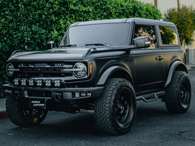 Ford Bronco Satin Black Wrap with Ceramic Armor — car wrap Los Angeles — Hussle Customz