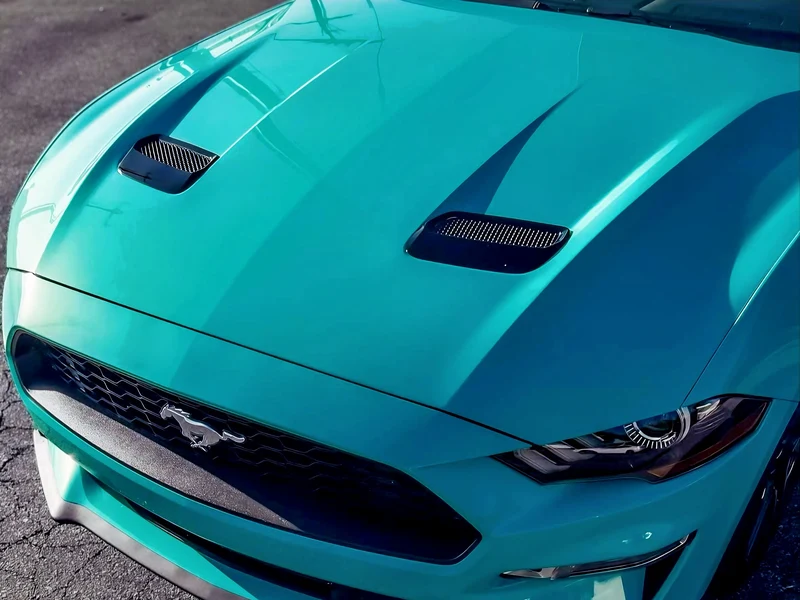 Ford Mustang Gloss Turquoise Dream Vinyl Wrap, Ceramic Coating — photo 3 — Hussle Customz Los Angeles