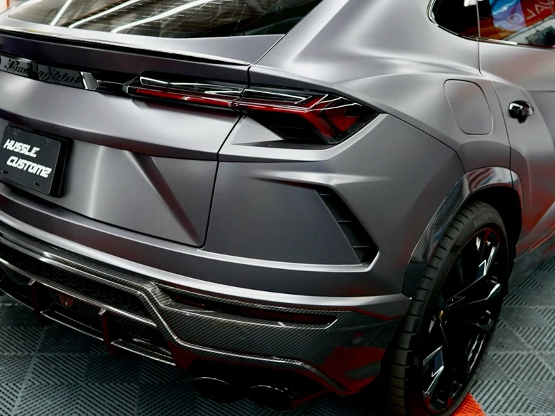 Lamborghini Urus Gloss Dark Grey Vinyl Wrap — photo 2 — Hussle Customz Los Angeles
