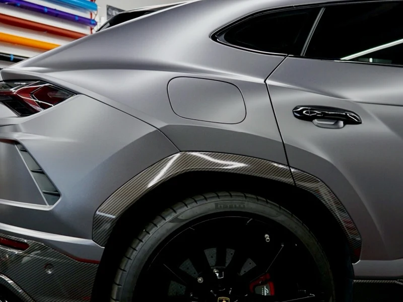 Lamborghini Urus Gloss Dark Grey Vinyl Wrap — photo 4 — Hussle Customz Los Angeles
