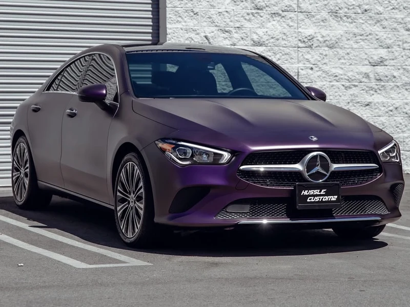 Mercedes CLA250 Matte Purple Black Iridescent Vinyl Wrap — car wrap Los Angeles — Hussle Customz