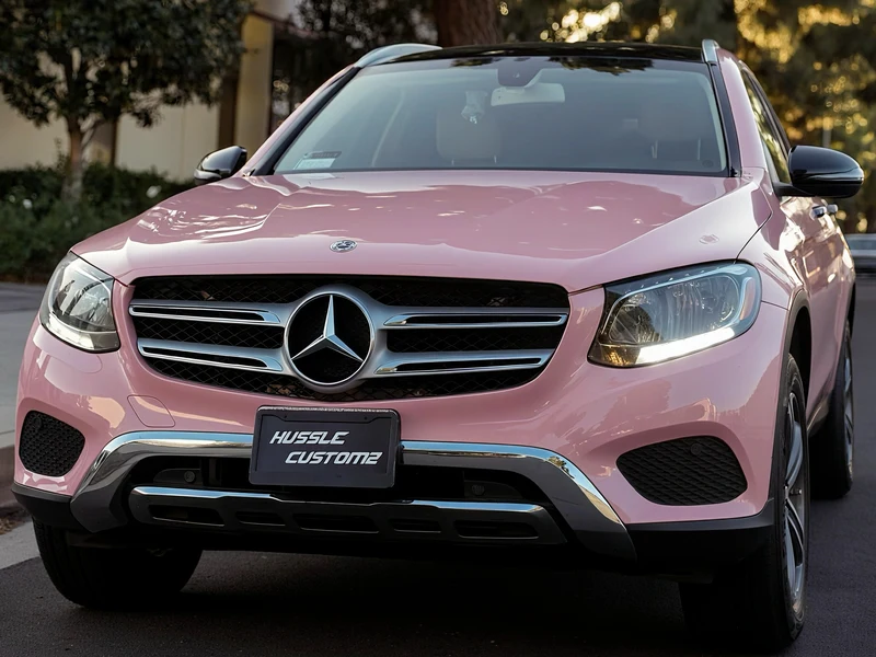 Mercedes GLC300 High Gloss Cherry Blossom Vinyl Wrap — car wrap Los Angeles — Hussle Customz