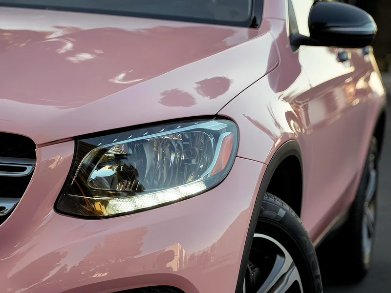 Mercedes GLC300 High Gloss Cherry Blossom Vinyl Wrap — photo 2 — Hussle Customz Los Angeles