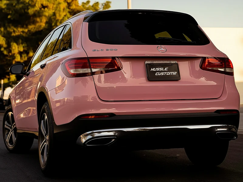 Mercedes GLC300 High Gloss Cherry Blossom Vinyl Wrap — photo 4 — Hussle Customz Los Angeles