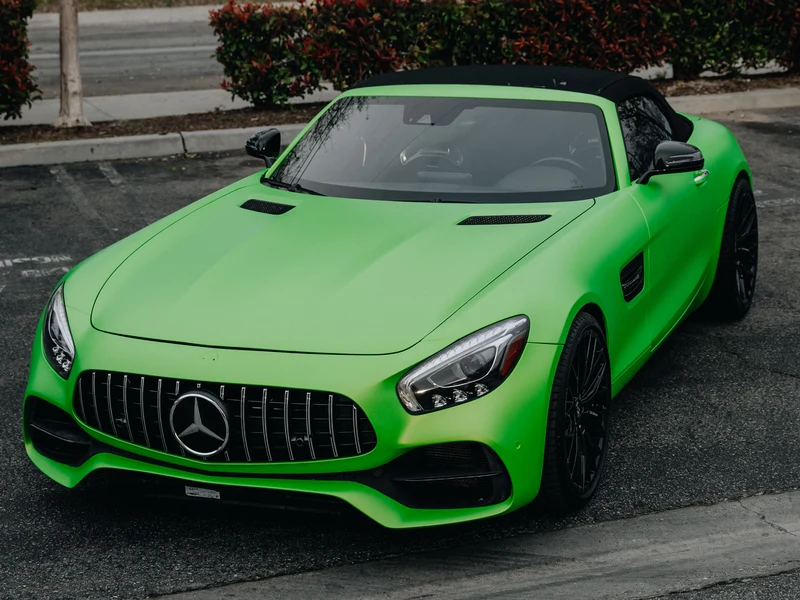 Mercedes GT C Roadster Matte Wasabi Green Vinyl Wrap — car wrap Los Angeles — Hussle Customz