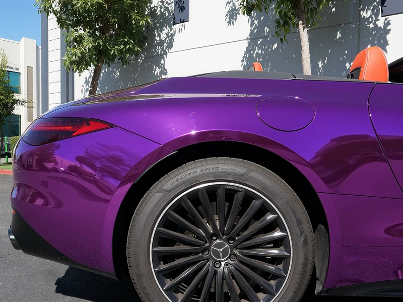 Mercedes SL45 AMG Purple Chrome Vinyl Wrap — photo 3 — Hussle Customz Los Angeles