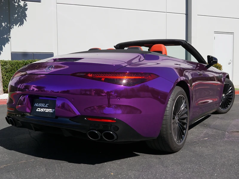 Mercedes SL45 AMG Purple Chrome Vinyl Wrap — photo 4 — Hussle Customz Los Angeles