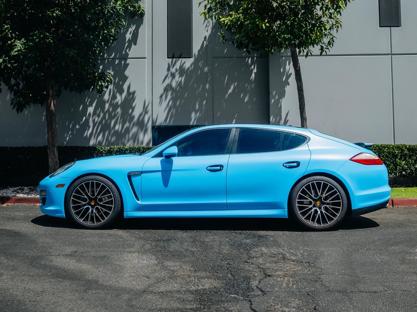Porsche Panamera Matte Rugrat Blue Vinyl Wrap — photo 2 — Hussle Customz Los Angeles