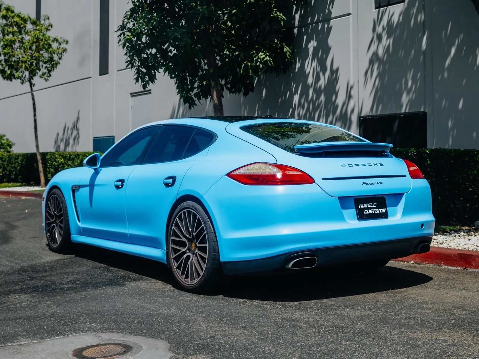 Porsche Panamera Matte Rugrat Blue Vinyl Wrap — photo 3 — Hussle Customz Los Angeles
