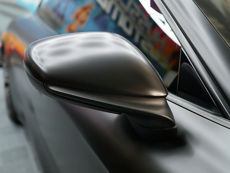 Porsche Taycan Satin Black Vinyl Wrap, Ceramic Tint, Ceramic Coating — photo 2 — Hussle Customz Los Angeles