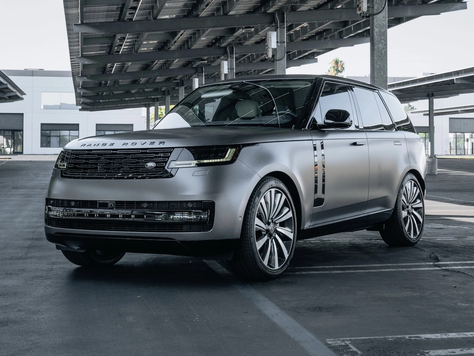 Range Rover Satin Dark Grey Wrap, Chrome Delete — photo 1 — Hussle Customz Los Angeles