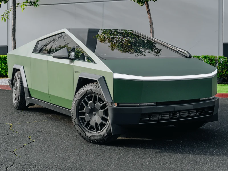 Tesla Cybertruck — Military Matte Green PPF, Ceramic Tint | Hussle Customz