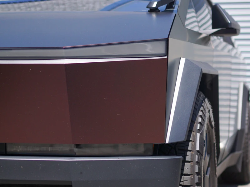 Tesla Cybertruck Satin Flip Volcanic Flare Vinyl — photo 5 — Hussle Customz Los Angeles