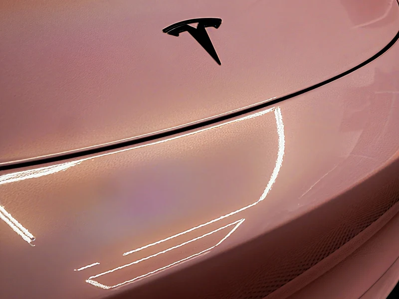 Tesla Model 3 Gloss Laser Flip Bubblegum — photo 2 — Hussle Customz Los Angeles