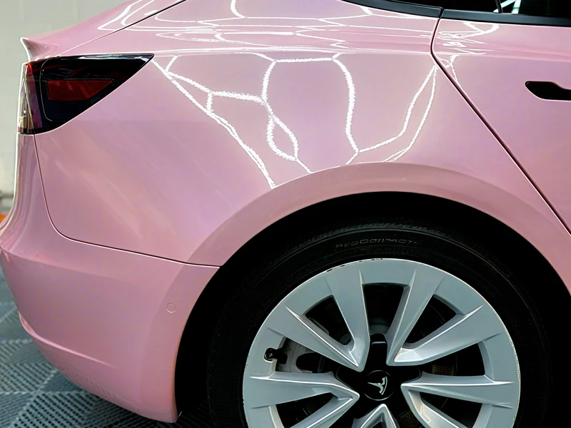Tesla Model 3 Gloss Laser Flip Bubblegum — photo 5 — Hussle Customz Los Angeles