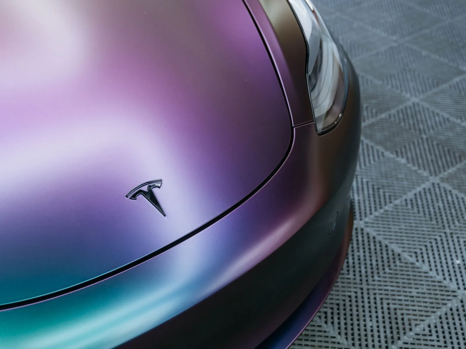 Tesla Model 3 Satin Lightning Ridge Vinyl Wrap, Ceramic Coating — photo 5 — Hussle Customz Los Angeles