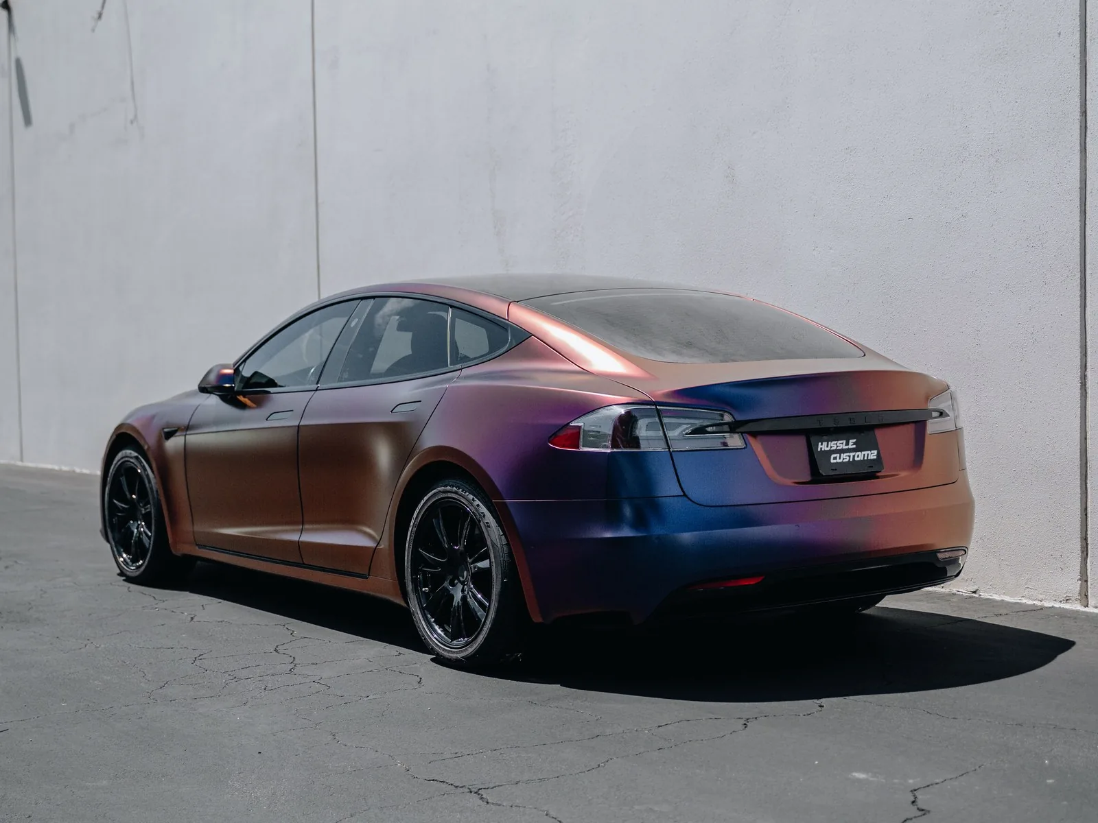 Tesla Model S Satin Vinyl Wrap, Ceramic Coating — photo 2 — Hussle Customz Los Angeles