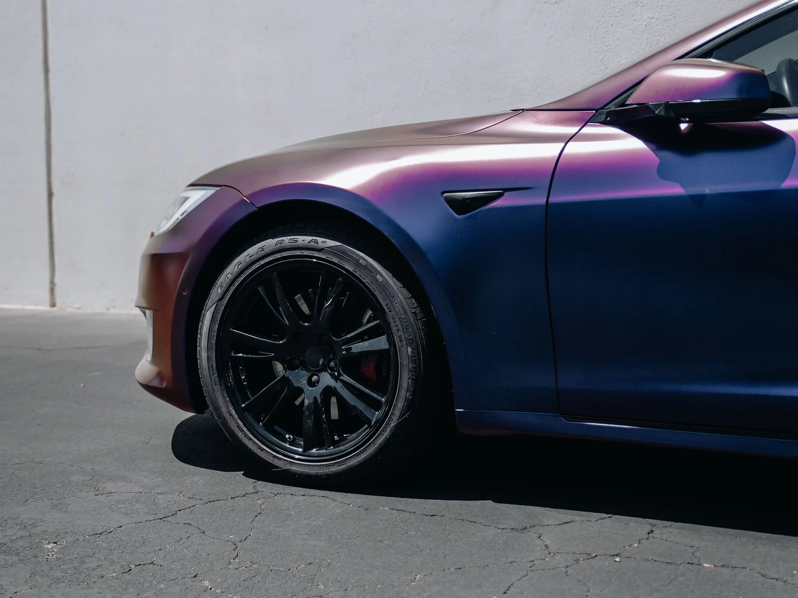 Tesla Model S Satin Vinyl Wrap, Ceramic Coating — photo 4 — Hussle Customz Los Angeles