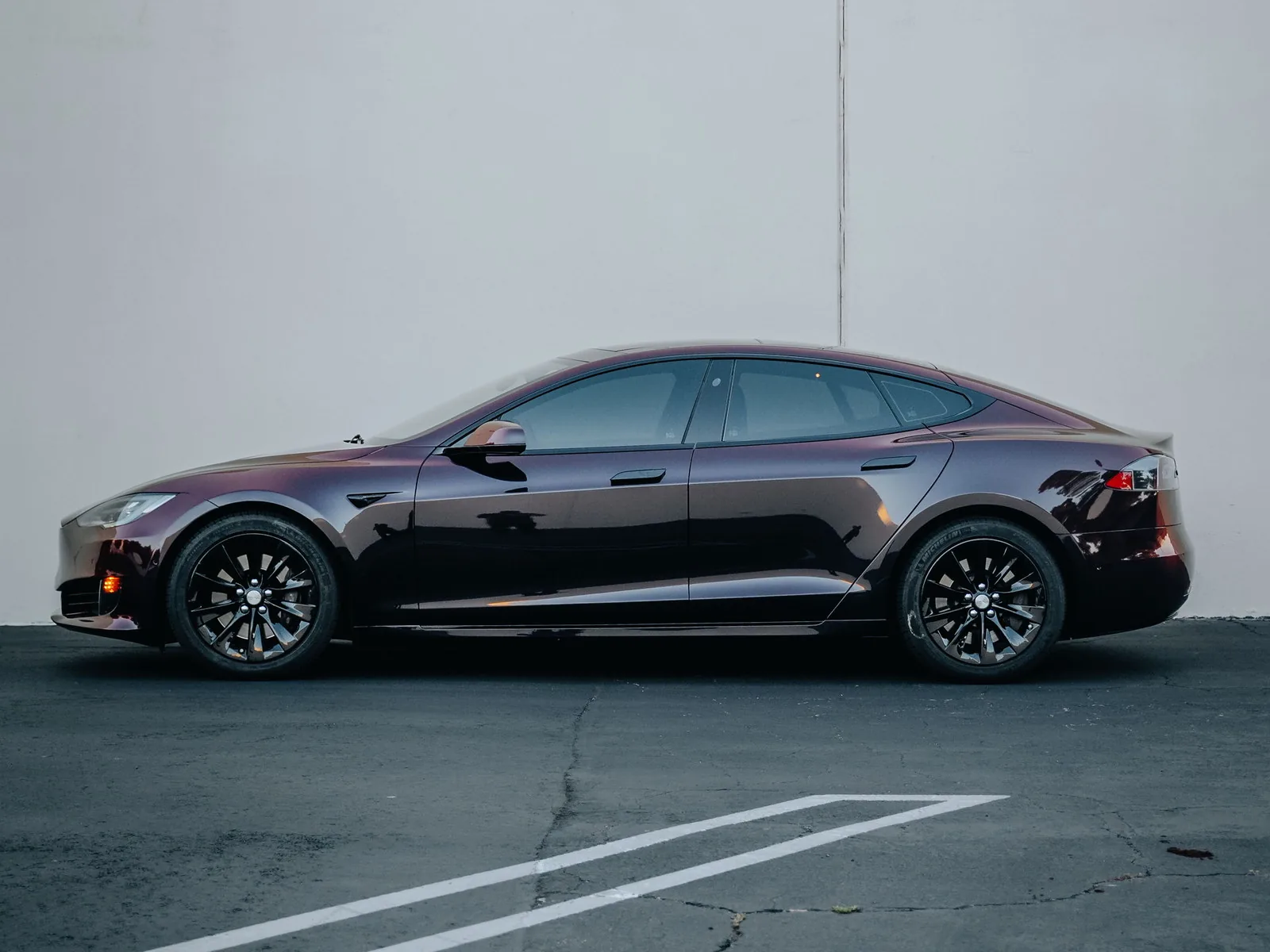 Tesla Model S Vinyl Wrap, Ceramic Coating, Smoked Headlights — photo 3 — Hussle Customz Los Angeles