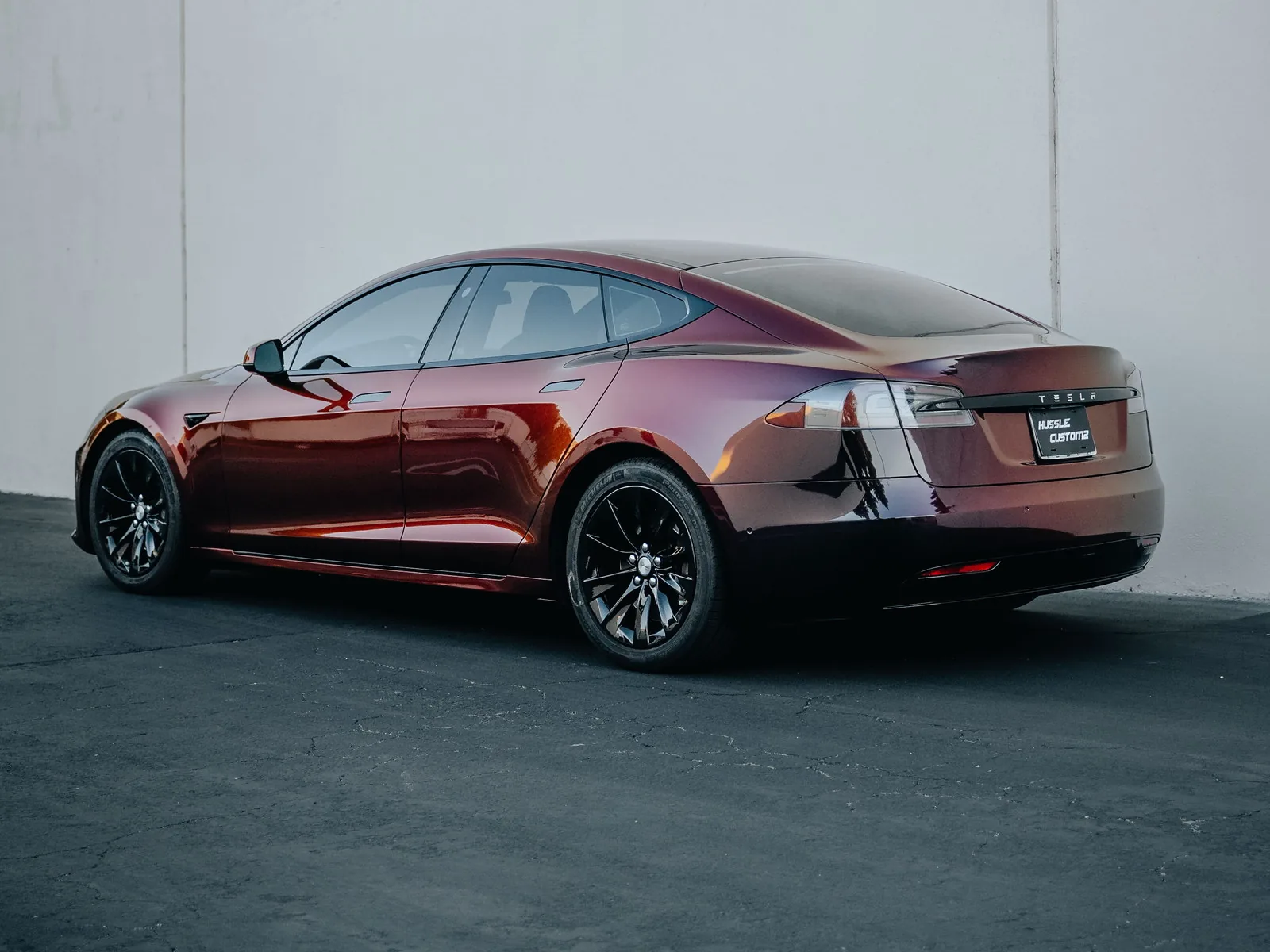 Tesla Model S Vinyl Wrap, Ceramic Coating, Smoked Headlights — photo 4 — Hussle Customz Los Angeles