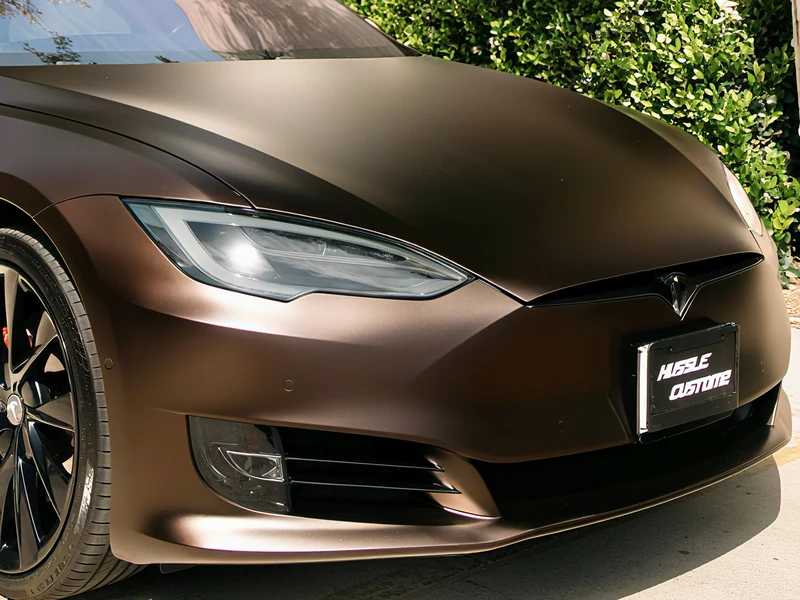 Tesla Model S Wrap, Tint, Chrome Delete, Lights, Wheels, Calipers — photo 4 — Hussle Customz Los Angeles