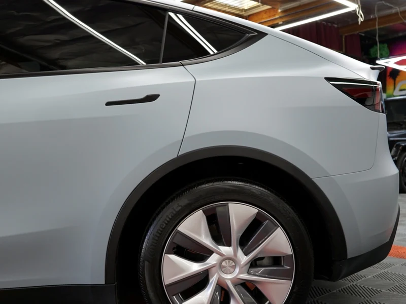 Tesla Model Y Color PPF Grey, Ceramic Tint, Smoked Lights — photo 4 — Hussle Customz Los Angeles