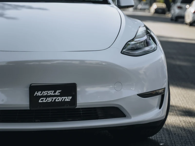 Tesla Model Y Gloss Cloudy Blue Vinyl Wrap — photo 4 — Hussle Customz Los Angeles