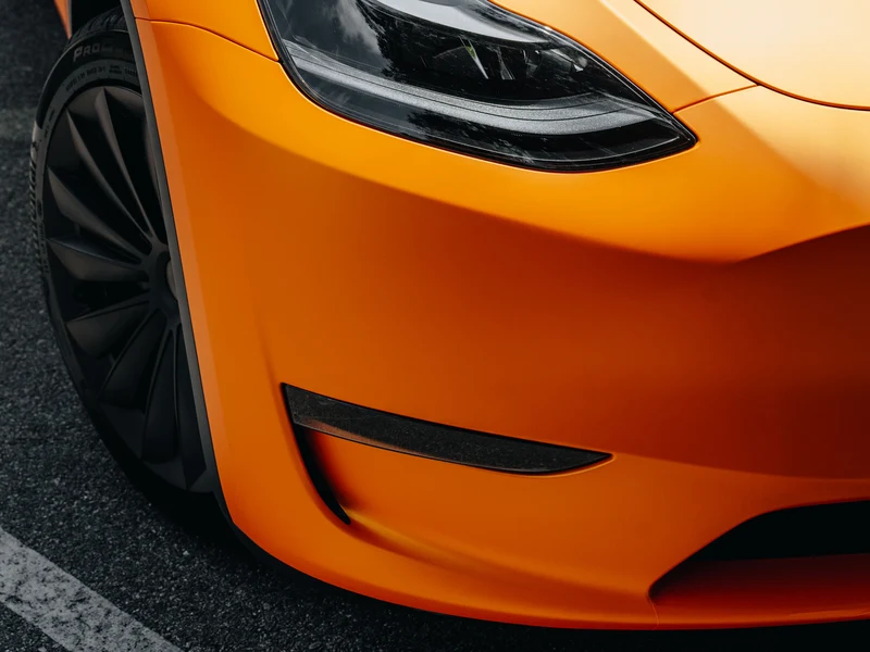 Tesla Model Y Matte Stunning Orange PPF — photo 5 — Hussle Customz Los Angeles